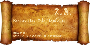 Kolovits Mátyás névjegykártya